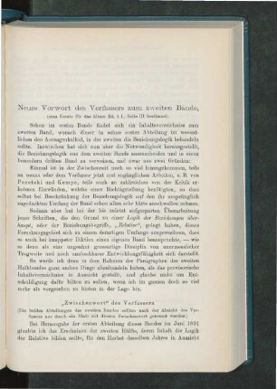 Neues Vorwort des Verfassers zum zweiten Bande