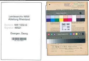 Entnazifizierung Georg Goergen, geb. 07.12.1887 (Anstreicher)