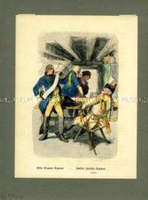 Dragoner, Dragoner-Regiment D I, Trompeter, Kürassier-Regiment K 12, Preußen um 1780. Aus Lange/Menzel: Die Soldaten Friedrichs des Großen.