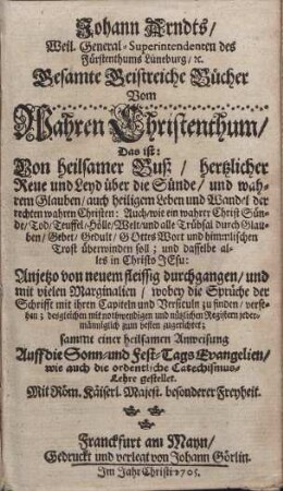 [Gesamte geistreiche Bücher Vom Wahren Christenthum]