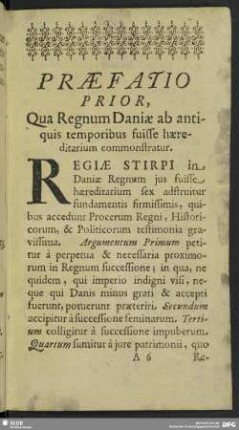 Praefatio Prior, Qua Regnum Daniae ab antiquis temporibus fuisse haereditarium commonstratur