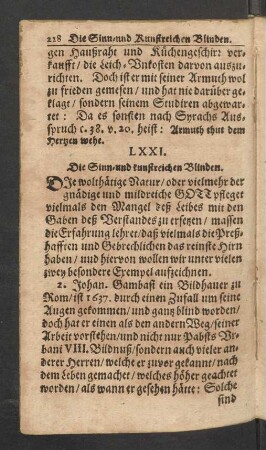 LXXI. Die Sinn- und kunstreichen Blinden.