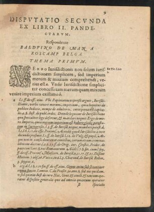 Disputatio Secunda Ex Libro II. Pandectarum.