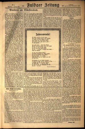 Zweite Ausgabe vom Sonntag, den 01. Januar 1928.