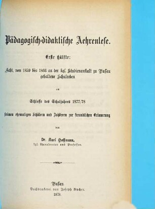 Pädagogisch-didaktische Aehrenlese, 1