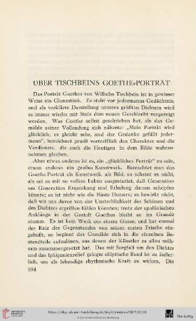 Über Tischbeins Goethe-Porträt