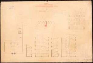 Wohnhauses Schildhornstraße, Berlin-Steglitz: Lageplan, Grundriss Dach, Ansicht, Schnitt AB, Schnitt CD, Schnitt EF, Schnitt GH, Schnitt IK