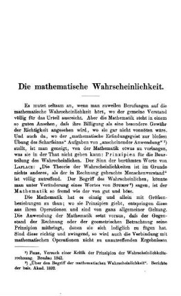 Die mathematische Wahrscheinlichkeit