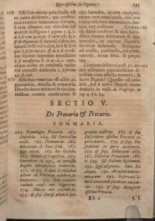 Sectio V. De Precaria & Precario.