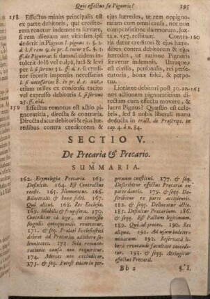 Sectio V. De Precaria & Precario.