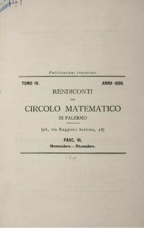 Tomo IV Anno 1890 Novembre - Dicembre.