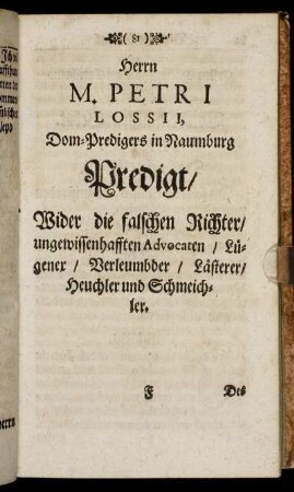 Predigt/ Wider die falschen Richter ...
