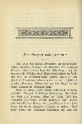 "Um Scepter und Kronen"