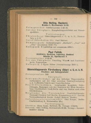 Paul Foitzik, Schiffahrt, Spedition, Lagerung, reederei Breslau 13, Agathstraße 8
