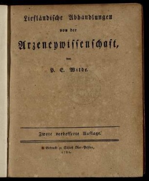 Liefländische Abhandlungen von der Arzeneywissenschaft