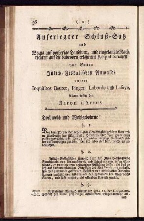 Auferlegter Schluß-Satz ...