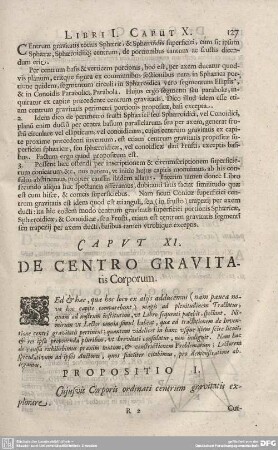 CAPUT XI. DE CENTRO GRAVITAtis Corporum.