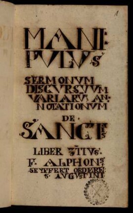 1r-1v, Titelblatt Manipulus Sermonum...
