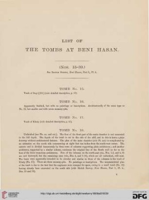 List of the tombs at Beni Hasan