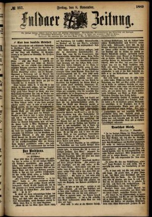 Ausgabe vom Freitag, den 08. November 1889.