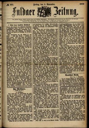 Ausgabe vom Freitag, den 08. November 1889.