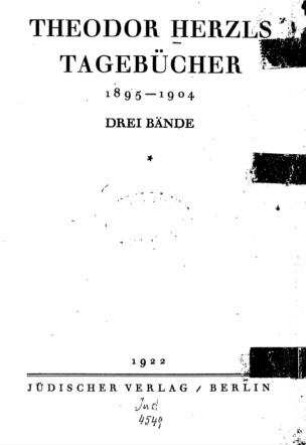 In: Theodor Herzls Tagebücher ; Band 1