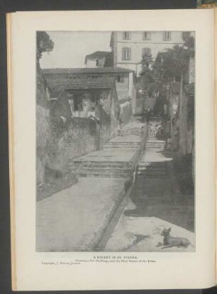 A street in St. Pierre - [Photograph] : Showing a few dwellings, and the hilly nature of the town. Copyright, J. Murray Jordan.