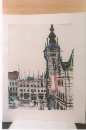 Das Königsberger Schloß. Feder, Tusche, Aquarellfarben, Pinsel (1929; H. Rose)