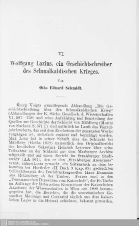 VI. Wolfgang Lazius, ein Geschichtsschreiber des Schmalkaldischen Krieges
