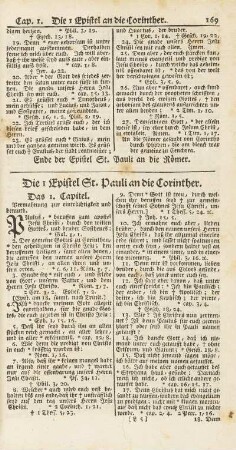 Die 1 Epistel St. Pauli an die Corinther.