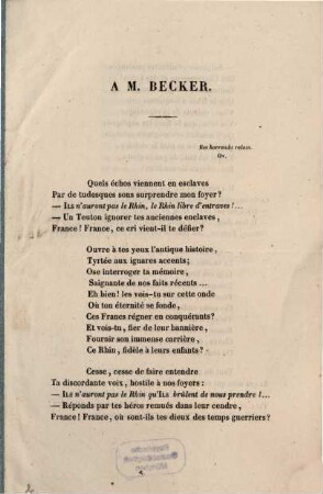 A M. Becker : [Epist. poet.]
