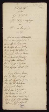 Nr. 7: Das hohe Lied von der Einzigen in Geist und Herzen empfangen am Altare der Vermählung (Manuskripttitel), Ohne Ort, 1790