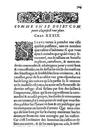 Comme On Se Doibt Comporter à la prise d'vne place. Chap. XXXIX.