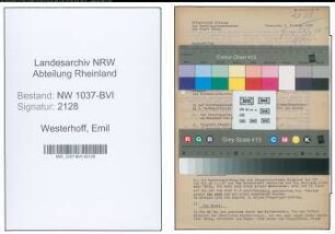Entnazifizierung Emil Westerhoff , geb. 10.03.1891 (Lehrer)