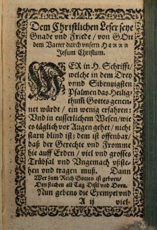 Kurzer Unterricht, wie sich ein jeder Christ in all seinem Creutz und Anligen ... trösten solle
