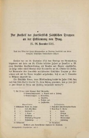 Der Antheil der Kurfürstlich Sächsischen Truppen an der Erstürmung von Prag : 25./26. November 1741