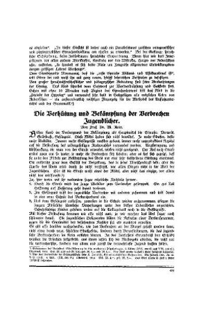 Die Verhütung und Bekämpfung der Verbrechen Jugendlicher