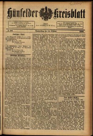 Ausgabe vom Donnerstag, den 15. Oktober 1896.