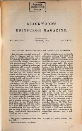 Blackwood's Edinburgh magazine. 73, 73. 1853