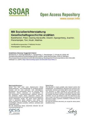 Mit Sozialberichterstattung Gesellschaftsgeschichte erzählen
