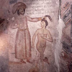 Chios. Panagía Krina. Der Reiche muss zur Hölle, Fresko des 14. Jh