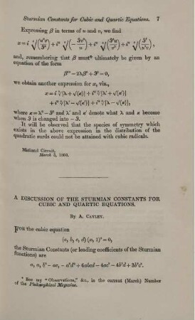 A discussion of the Sturmian constants for cubic and quadric equations.