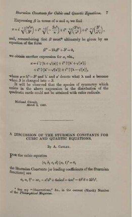 A discussion of the Sturmian constants for cubic and quadric equations.