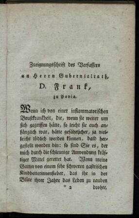 Zueignungsschrift des Verfassers ...