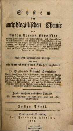 System der antiphlogistischen Chemie, 1