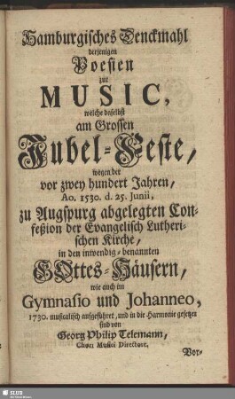 Hamburgisches Denckmahl derjenigen Poesien zur Music ...