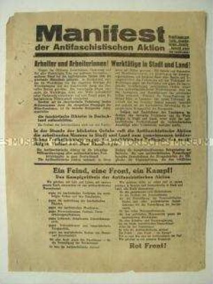 Flugblatt der KPD zur Reichstagswahl am 31.7.1932 mit einer Kampfansage gegen die "faschistische Unterdrückung"