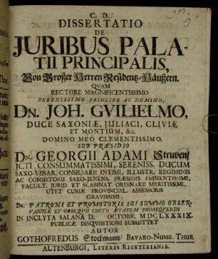 Dissertatio De Iuribus Palatii Principalis