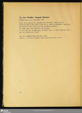 An den Dichter August Stramm