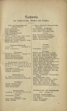 Nachweis der Zivilbehörden, Kirchen und Schulen